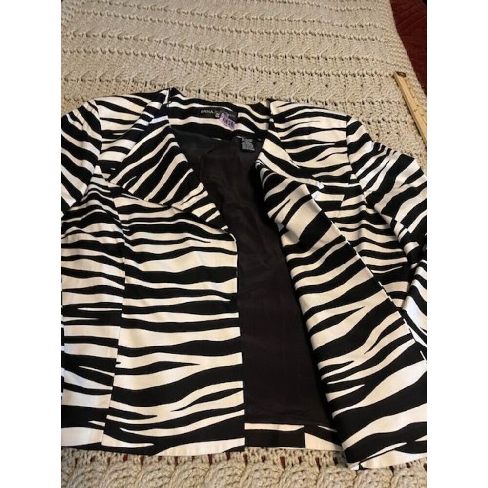Dana Buchman Vintage Cropped Blazer Jacket Women's Size 14 Silk Blend Zebra Prin - Picture 4 of 16